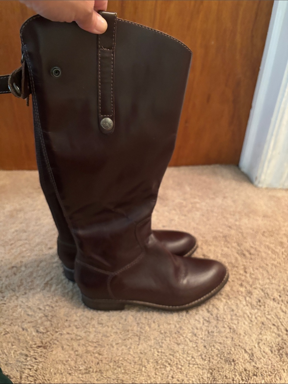 Matisse Tall Riding Heeled Boots in Dark Brown Leather